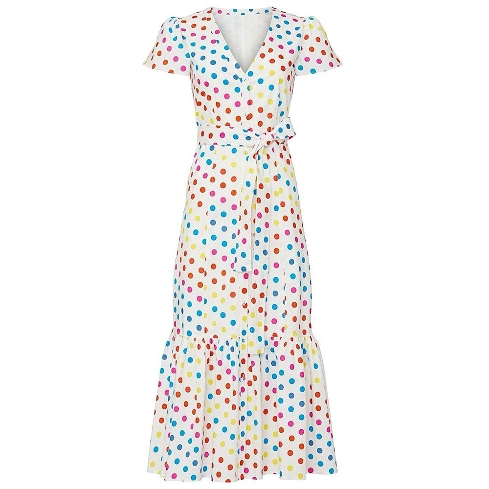SALE 🛍️ COLOR ME COURTNEY Dipping Dot Minnie Dress Tiered Womens size 6